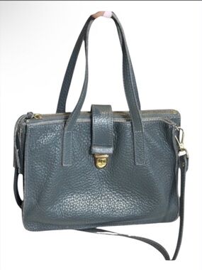 Roots Grey Pebbled Leather Multipocket Crossbody Bag Vintage